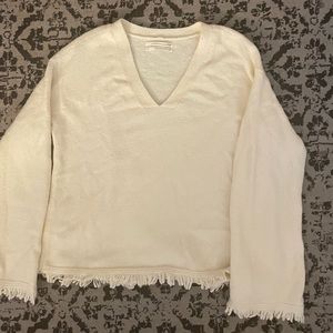 ANTHROPOLOGIE CREAM SWEATER WITH FRINGE